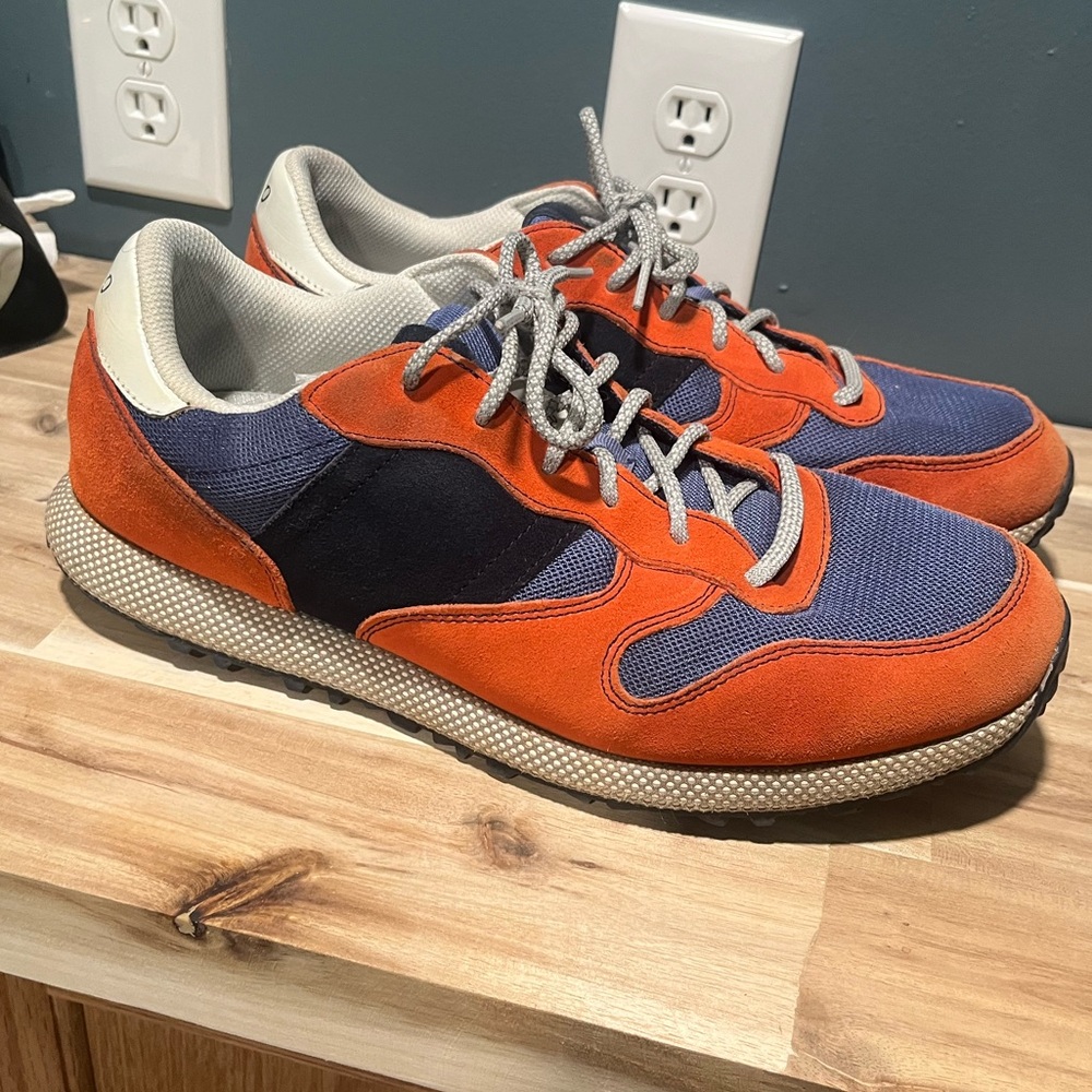 Johnnie-O Men’s Range Runner Suede Orange and Navy Golf Sneakers Size 11.5